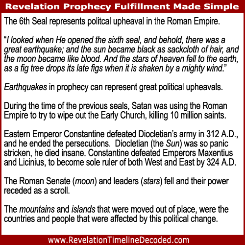 The 6th Seal of Revelation represents politcal upheaval in the Roman Empire.