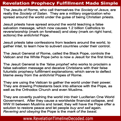 Revelation 13 earth beast is the Jesuits of Rome who control the Vatican
