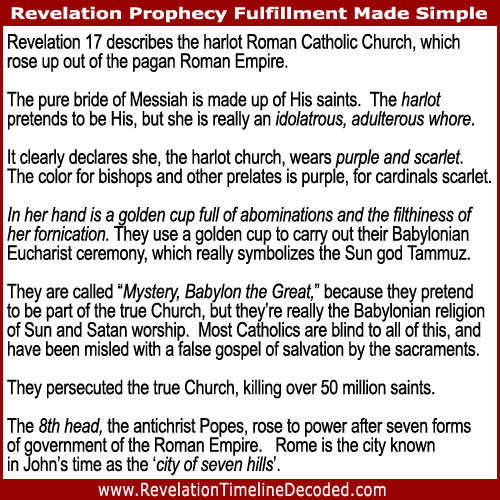 Revelation 17 describes the harlot Roman Catholic Church, which rose up out of the pagan Roman Empire.