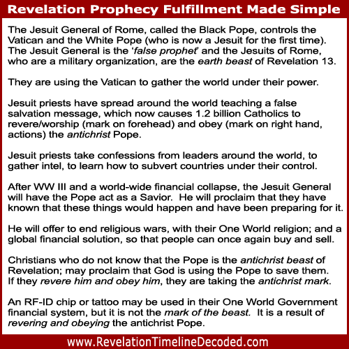 The mark of the beast is revering and obeying the antichrist beast Pope