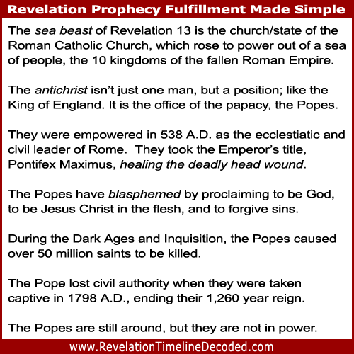 The sea beast of Revelation 13 is the Roman Catholic Church, the antichrist Pope is their leader