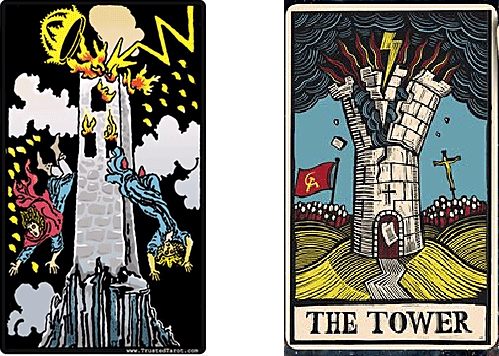 Economist magazine app called 'The World in 2017 tower tarot card
