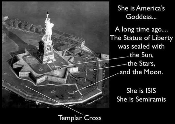 The Statue of Liberty in New York is really ISIS, and pagan god symbols around her.
