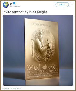 Kanye West Plots ‘Nebuchadnezzar’ Opera at Hollywood Bowl, pointing to King Nebuchadnezzar of Babylon.