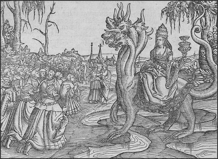 Martin Luther image of fulfillment of Revelation 17, harlot, mystery babylon the great