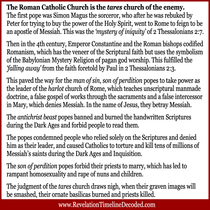 It is the tares church that was planted by the enemy to steal glory from Messiah, which will be pulled up and burned per Revelation 17-18.