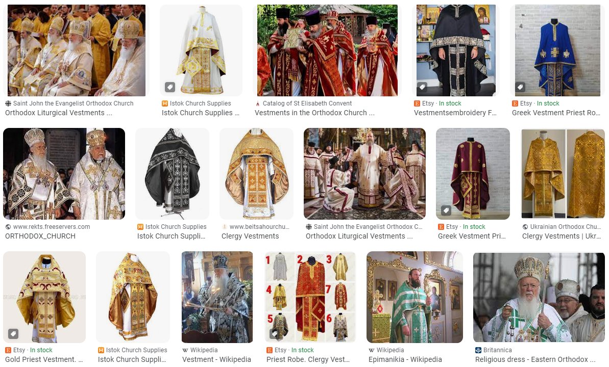 The Orthodox Church has priests who wear overly ornate robes and headwear.