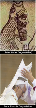 Catholic priests wear a mitre which symbolizes Dagon the Babylonian fish god.