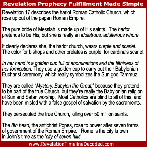 Revelation 17 describes the harlot Roman Catholic Church, which rose up out of the pagan Roman Empire.